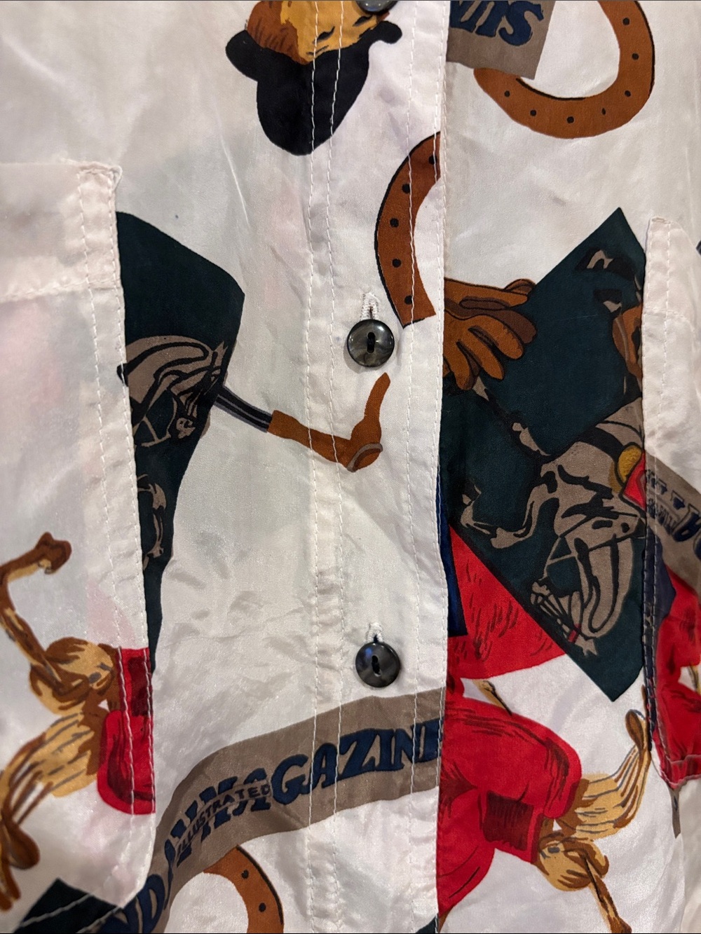 90s‎ silk equestrian top - Picture 4 of 8